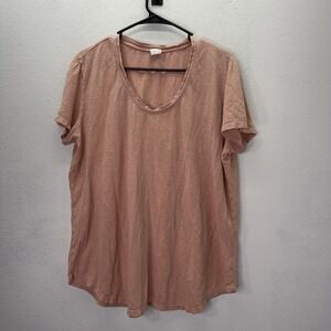 Poetry Women's Pink Scoop Neck Hemp Cotton Blend Short Sleeve Tee Sz 14